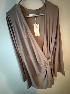 Reserved Taupe Wrap Dress Size XL NWT